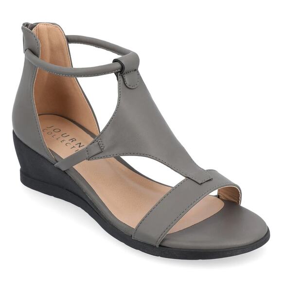 Journee Collection Women Trayle Ankle Strap Caged Sandals Size US 6.5M Grey - Picture 1 of 4